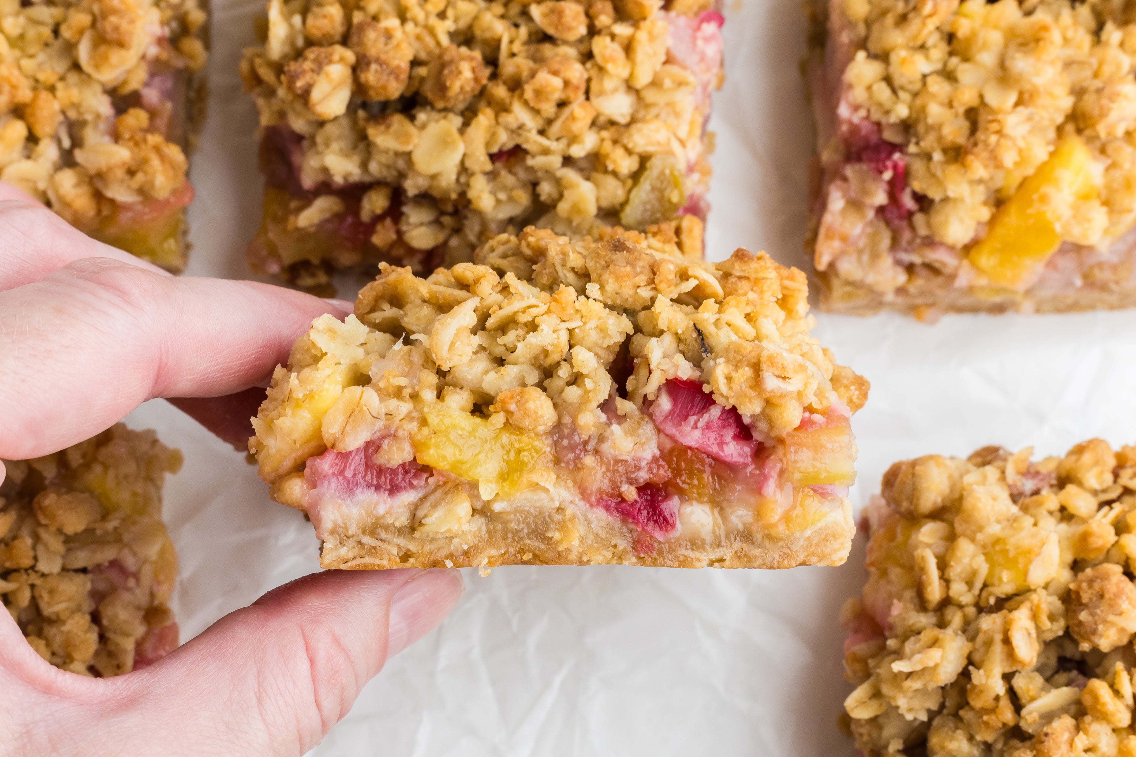Rhubarb Pineapple Crumble Bars